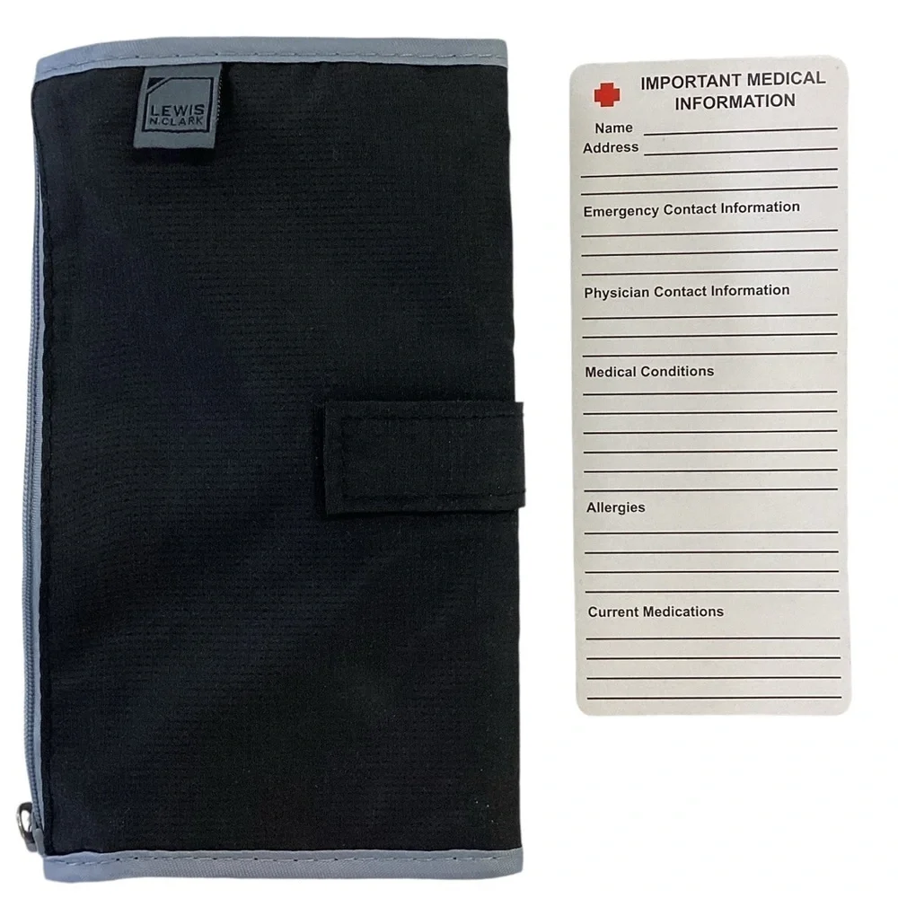 Lewis N Clark Black & Gray Deluxe Accessory / Pill Organizer AM/PM 16 Pouches